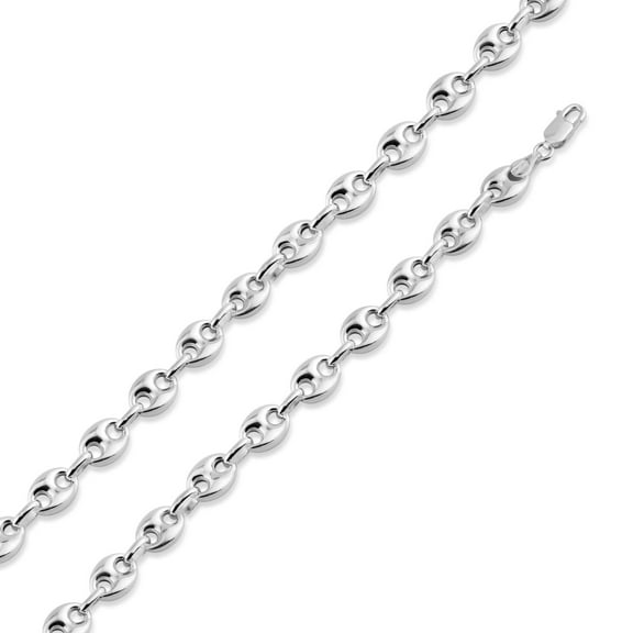 Sterling Silver 925 High Polished Puffed Mariner Chain 11.2mm Made in Italy 18" Jewelry Female