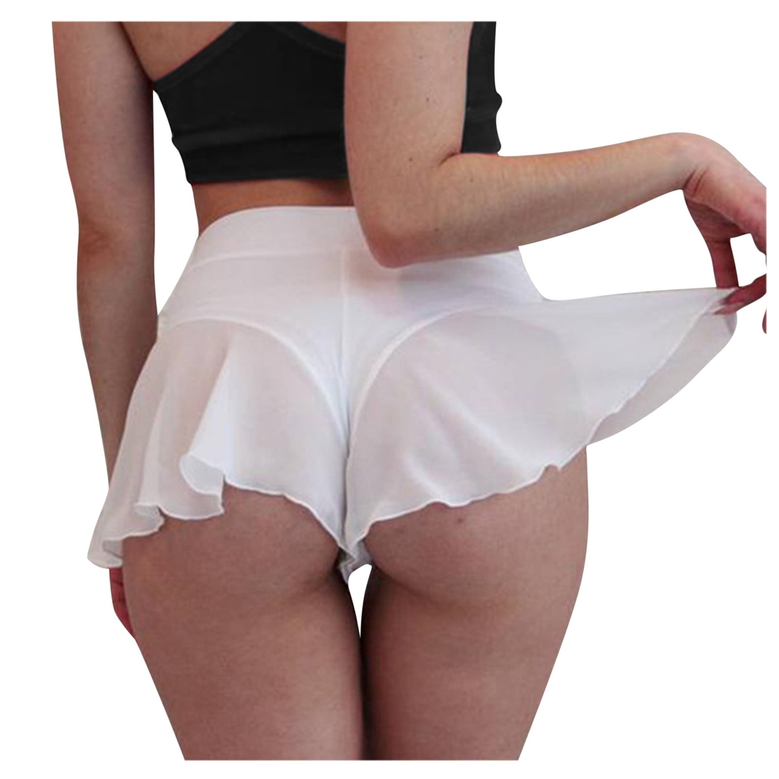 Womens Sexy Mesh Shorts Mini Lingerie Skirts Ruffle Panties High Waist Hot Pants Sex Underwear and Nightclothes picture