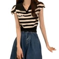 thumbnail image 3 of Camiseta de manga corta a rayas, camiseta de manga corta, camisa con cuello vuelto, camiseta de manga corta optimizada para la excelencia, 3 of 9