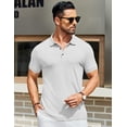 thumbnail image 2 of COOFANDY Mens Casual Slim Fit Dress Polo Shirts Short Sleeve Textured Polo T-Shirts Fashion Vintage Golf Shirts, 2 of 6
