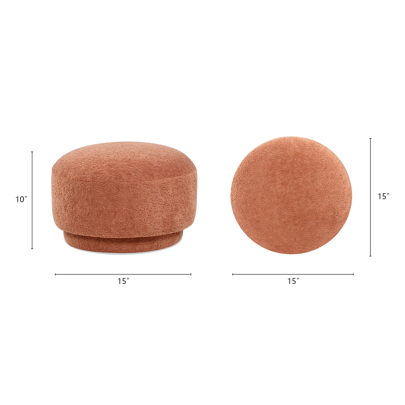 Jennifer Taylor Home Fuji 15" Mushroom Footstool Ottoman, Spice Orange Fleeced Teddy