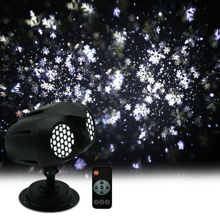 

Christmas Snowflake Projector LED Dual Lens Projector Light Waterproof Snowfall Laser Light Rotating Remote Control Timer Function