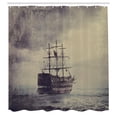 thumbnail image 3 of Ambesonne Nautical Shower Curtain, Old Pirate Ship in Sea, 69"Wx70"L, Plum Tan, 3 of 5
