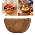 thumbnail image 2 of Wooden Hand Carved Round Salad Bowls, Perfect for Mixing Food, Nuts, Appetizers, Desserts, Rice Soup Noodle Dinnerware Decoration, 2 of 8