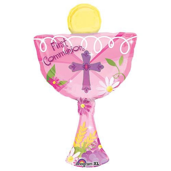 LOONBALLOON Religious Balloons, 31″ 1ST COMMUNION PINK CHALICE
