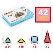PicassoTiles 40PCS Nano Magnetic Tiles Travel Size Mini Portable Building Blocks Playset with Storage Case, STEM Educational Toy for Kids