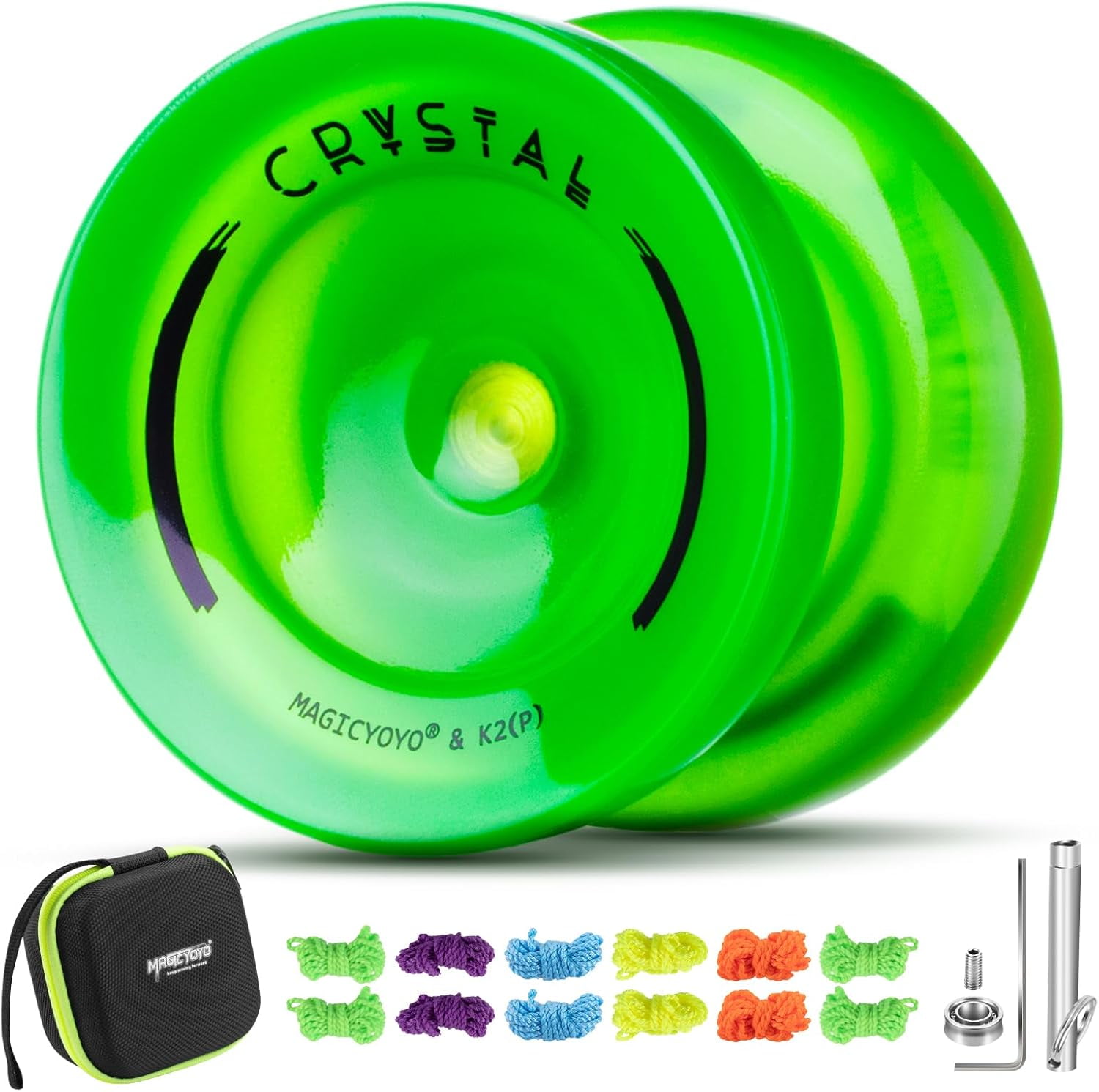 MAGICYOYO Professional Trick Yoyo Set, V3 Black + K2 Crystal Green