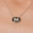 thumbnail image 3 of Gem Stone King 14K White Gold Brown Smoky Quartz Pendant Necklace for Women | 4.80 Cttw | Gemstone Birthstone | Oval Checkerboard 14X10MM | With 18 inch Chain, 3 of 6