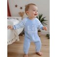 thumbnail image 6 of Suealasg Baby Boy Fall Romper Plaid Print Letter Embroidery Long Sleeve Round Neck Full Length Jumpsuit, 6 of 9