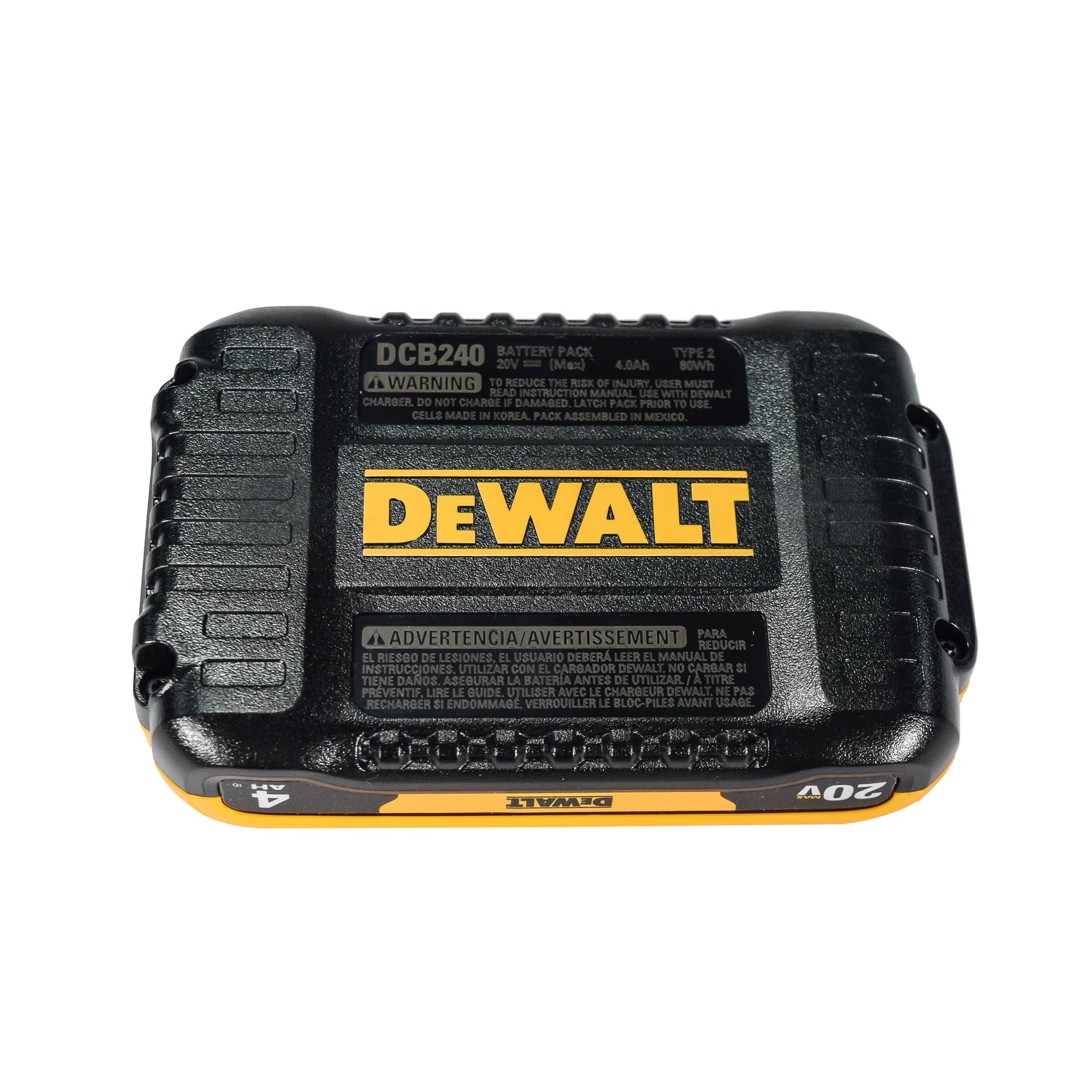 DEWALT 20V MAX 4.0Ah Compact Lithium-Ion Battery Pack 2-Pack (DCB240-2) – Extended Runtime, Lightweight Design, LED Fuel Gauge
