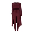 thumbnail image 4 of Idoravan Women Sets Clothing Clearance Womens Solid Color Sexy Round Neck Loose Stretch Tops Blouse Tank Top Pants Three Piece Set, 4 of 6