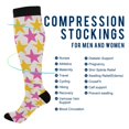 thumbnail image 2 of FORMRS Womens Knee High Socks Casual Long Thick Travel Daily Wear, 2 Pairs, Yellow Pink Stars, 2 of 6