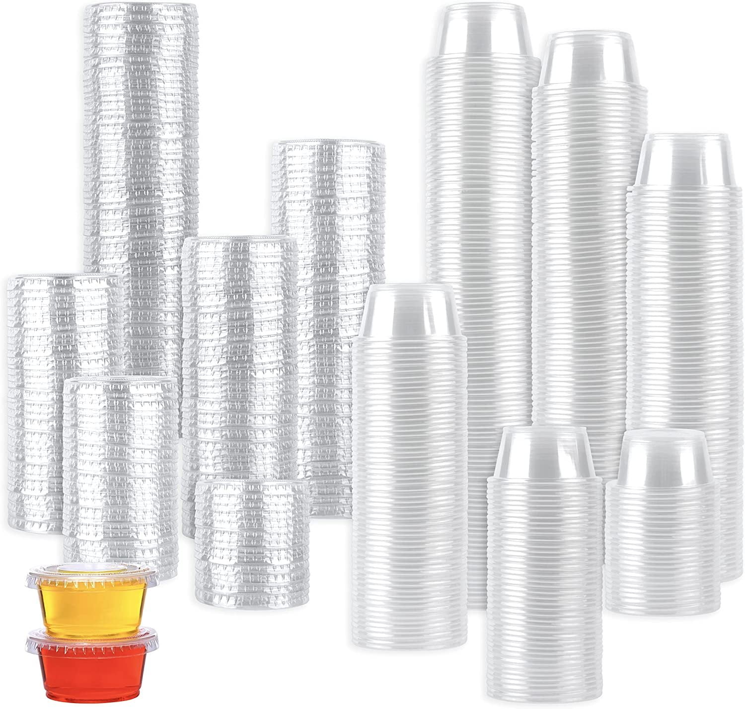 [300 Sets - 2 oz.] Jello Shot Cups Condiment Containers with Lids Sauce