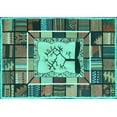 thumbnail image 1 of Ahgly Company Machine Washable Indoor Rectangle Southwestern Turquoise Blue Country Area Rugs, 5' x 7', 1 of 4
