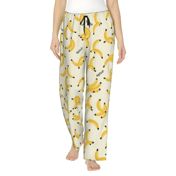 Fotbe Banana Pattern Women's Pajama Pants,Sleepwear Pants,Pj Bottoms Drawstring And Pockets-X-Large