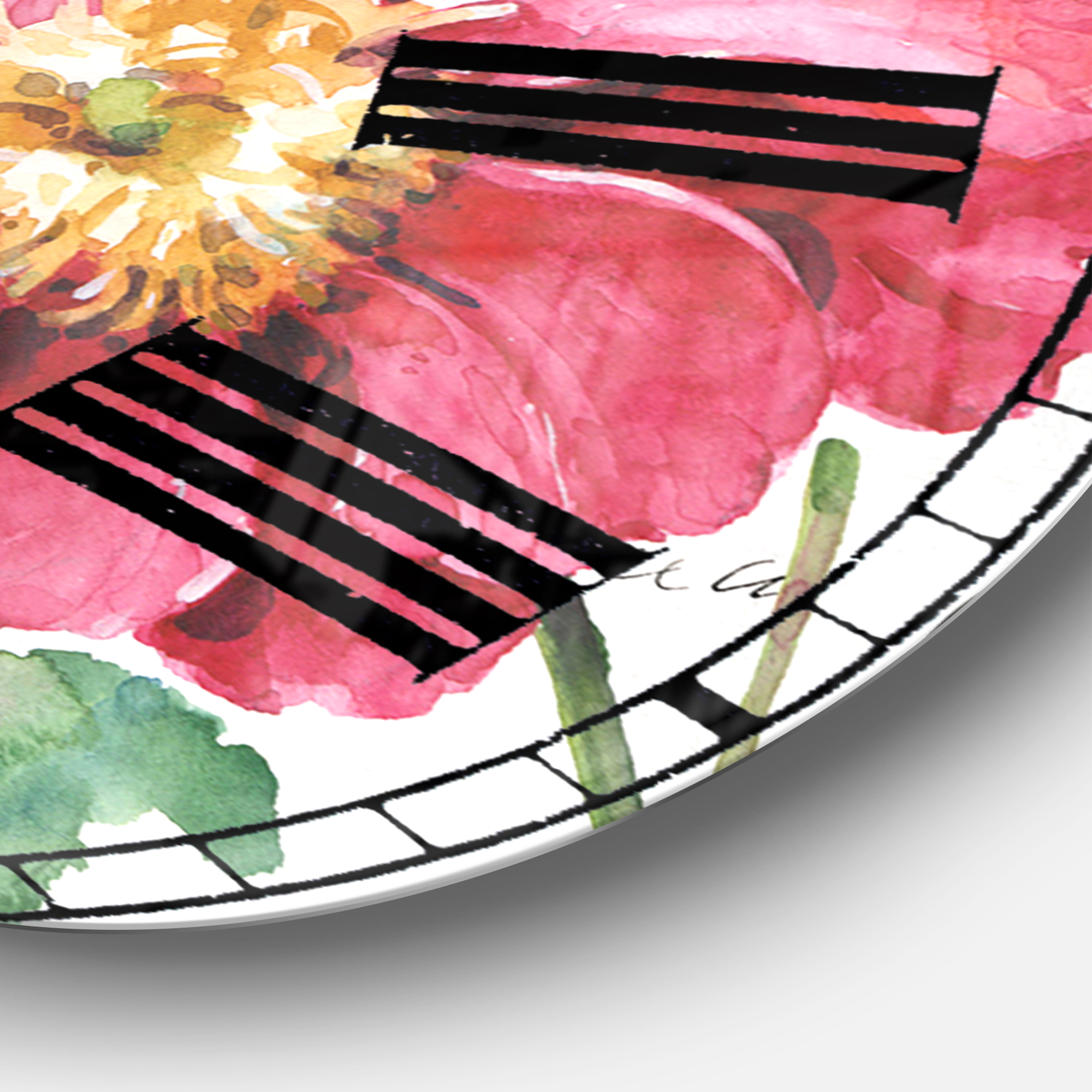 Designart 'Red Springflowers and Handpainted Butterfly' Traditional Wall Clock