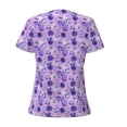 thumbnail image 4 of Naloa Violet Print T-Shirts Short Sleeve V Neck Tees for Women Fashion Tops Trendy Lightweight Soft Casual Summer Outfits Clothes, 4 of 5