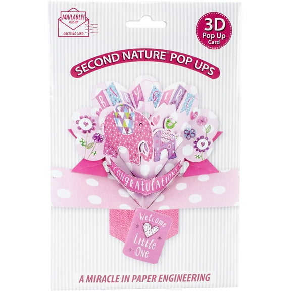Second Nature Pop-Up 3D Greeting Card-Baby Girl Congratulations