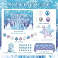 thumbnail image 3 of Frozen Birthday Party Decorations For Girls,Happy Birthday Backdrop,Banner,BlueBalloons,Table Cloth,Paper pom poms Party Supplies for Women, 3 of 7