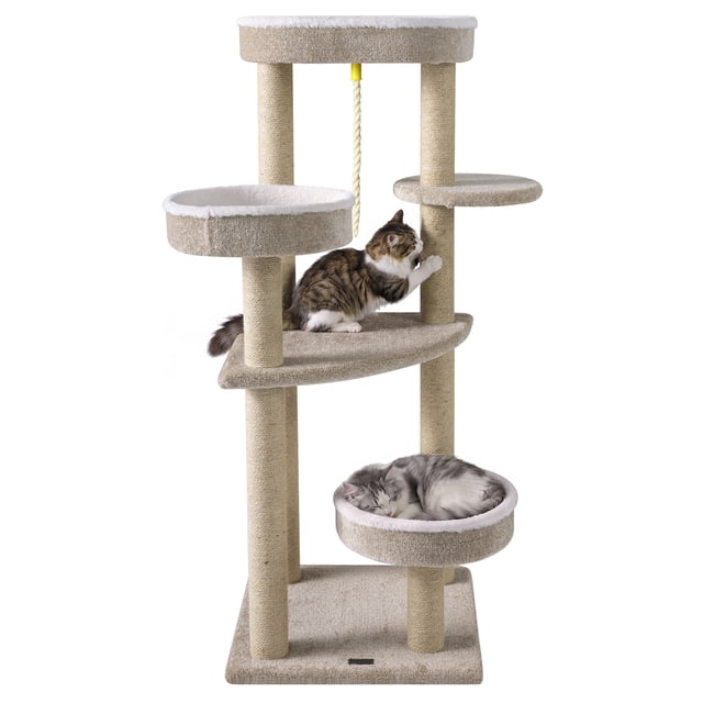 Gymax Carpeted Cat Tree 51'' Cat Tower w/ Comfy Plush Perches Scratching Posts