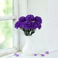 thumbnail image 2 of 7-Head Artificial Carnation Bouquet - Plastic Flower for Mother's Day, Wedding Centerpiece & Home Vase Decor - Dark Purple, 2 of 7