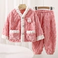 thumbnail image 2 of ZACPNCV Baby Boy Girl Fleece Two Piece Clothes Long Sleeve Plush Coat and Trousers Set Cute Outfits Pink 11-12 Years, 2 of 6