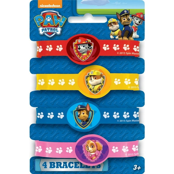 Paw Patrol Stretchy Bracelets, 4ct, Each measures 2.5" x 2.5" x 1"