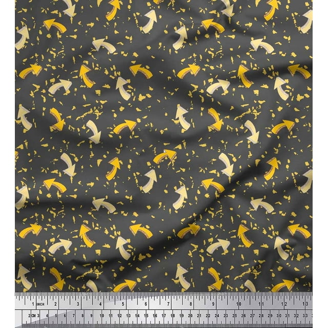 Soimoi Gray Cotton Duck Fabric Abstract & Arrow Symbol Printed Fabric 1 Yard 56 Inch Wide