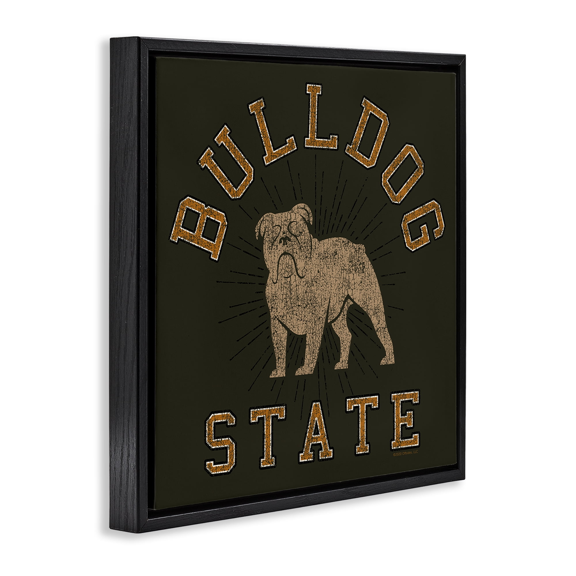 Stupell Industries Vintage Bulldog State Novelty & Humor Painting Black Floater Framed Canvas Art Print Wall Art, 18 x 18