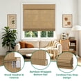 thumbnail image 4 of Allesin zen No Drill Cordless Bamboo Roman Shade, 20"W x 64"H, Brown, 4 of 9