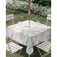 thumbnail image 3 of Square Outdoor Tablecloth with Umbrella Hole Beige Black Botanical Outside Table Cloth Waterproof Patio Table Cover Watercolor Floral Vintage Zipper Tablecloths for Picnic Party Camping 60x60 Inch, 3 of 8