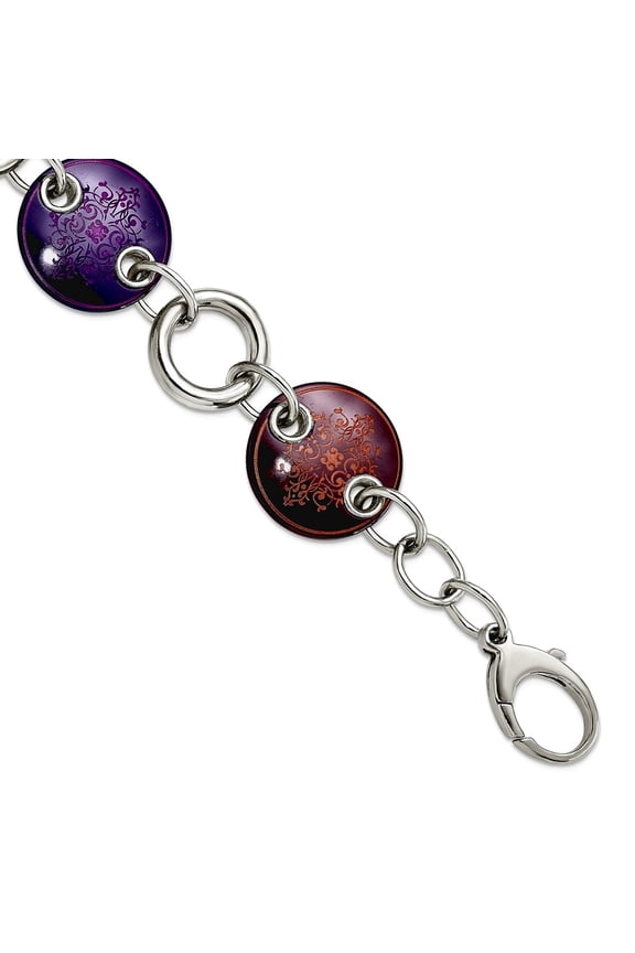 Black Titanium and 925 Sterling Silver Polished Fancy Lobster Closure Anodized Multi Color Bracelet 8 Inch Link Bracelet