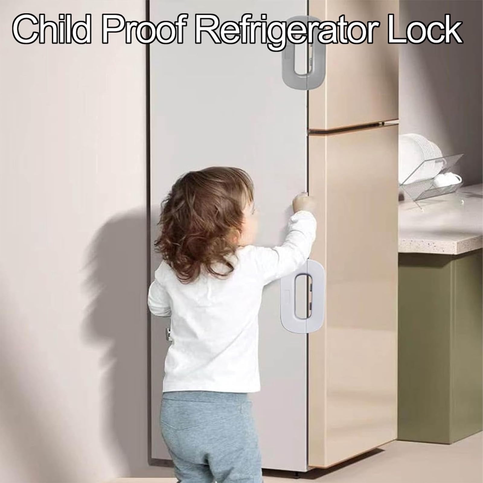 Serrure De Sécurité Enfant Pour Réfrigérateur – Design Vintage Radio – Verrouillage 3 Boutons – Adhésif 3M VHB – Blanc - 2