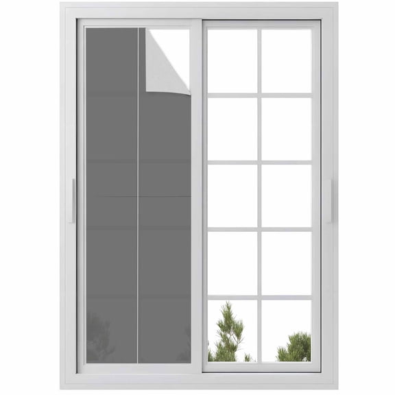 Pure Dark Grey Window Privacy Film, Simple Solid Color Static Cling UV Sun Blocking Heat Control Window Tint Day and Night, Non-Adhesive Reusable One Way Windows Privacy Cover 17.7''x78.7''