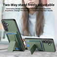 thumbnail image 6 of Compatible with Samsung Galaxy A26 5G, Carbon Fiber Back + TPU Frame, 135 Degree Free Folding Kickstand, Card Slots Back Case, Slim Anti-drop Cover for Samsung Galaxy A26 5G, Green, 6 of 10