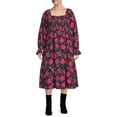 thumbnail image 2 of Terra & Sky Women's Plus Size Square Neck Peasant Dress, 2 of 5