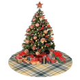 thumbnail image 4 of Falda para árbol de Navidad de tartán amarillo, beige y gris (1), suave y divertida, decoración navideña navideña de estilo rústico de 36", 4 of 4