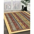 thumbnail image 3 of Ahgly Company Machine Washable Indoor Square Abstract Red Brown Area Rugs, 4' Square, 3 of 7