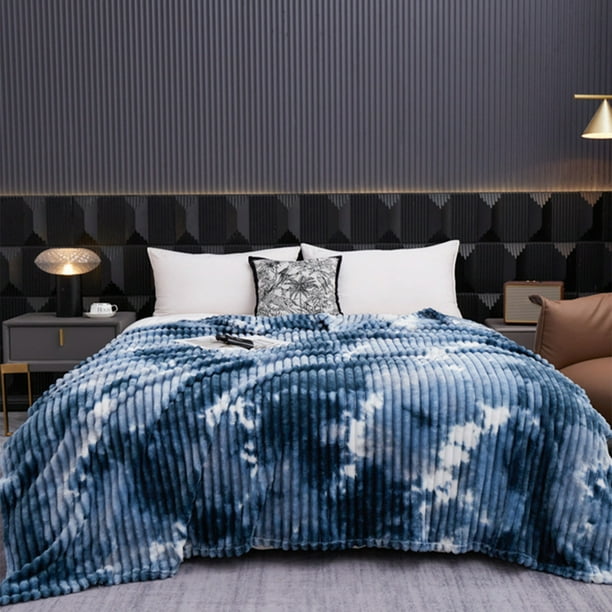 Manta de Vellón a Rayas, Suave y Cálida, Manta Ligera para Cama, Manta de Microfibra Aterciopelada con Costura Fina, 200x180 cm para Sofá, Dormitorio, Sala de Estar