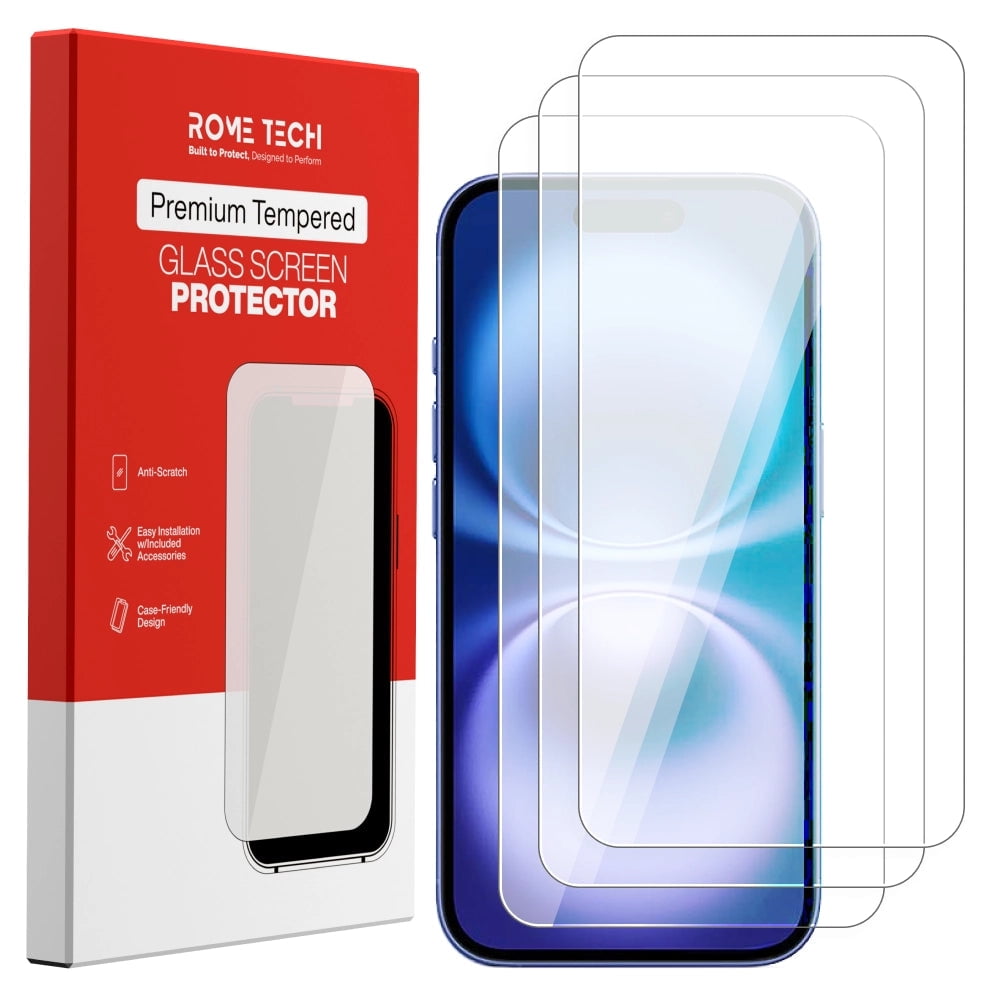 Apple iPhone 16 Tempered Glass Screen Protector 3 Per Pack