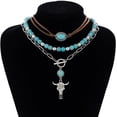 thumbnail image 6 of Western Necklaces Boho Layered Charm Necklace for Women Turquoise Beaded Choker Ox-head Pendant Necklace Western Jewelry for Women Cowgirl Accessories, 6 of 7