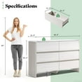 thumbnail image 3 of VanAcc 6 Drawer Dresser for Bedroom, 49" Long Modern Chest of Storage Drawers with Anti-Tip Kit, Wood Cabinet Organizer, Easy Assembly, White, 3 of 9