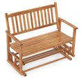 thumbnail image 1 of Costway Patio Glider Loveseat Chair Swing Rocking Bench with Slatted Seat & Curved Backrest Natural, 1 of 9