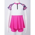 thumbnail image 3 of CHICTRY Kids Girls 2Pcs Short Sleeve Rashguard Dress with Shorts Swimsuit Bathing Suit Beachwear Rose Red 14, 3 of 7