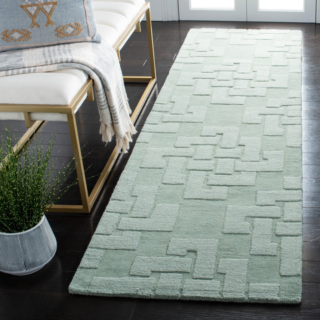 SAFAVIEH Martha Stewart Knot Geometric Wool Area Rug, Sea Anemone, 4' x 6'