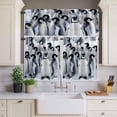 thumbnail image 3 of Kitchen Window Curtains Valance and Tier Set, Antarctic Penguin Rod Pocket Tier Curtain Valance Set, Animal Gray White Art Light Filtering Cafe Curtains for Bedroom Living Room, 3 of 9