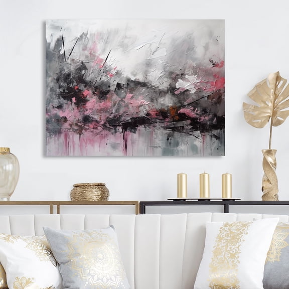 DESIGN ART Designart "Evolving Shapes In Pink Marble Iii" Modern Geometric Wall Art Prints 40 in. wide x 30 in. high