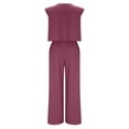 thumbnail image 5 of CHUMUD Two Piece Sets for Women Petite Wide Leg Pants Set Summer Outfits Sleeveless Crew Neck Crop Tops Trousers Matching Sets Casual Going Out, 5 of 9
