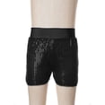 thumbnail image 3 of Miutii Big Girls' Elastic Waist Sparkle Ballet Dance Booty Shorts Glitter Gymnastics Bottoms Athletic Yoga Shorts Black 7-8, 3 of 7