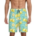thumbnail image 2 of Daiia Yellow Lemon Mens Woven Stretch Pajama Short,Short Pajama Pants-Medium, 2 of 9